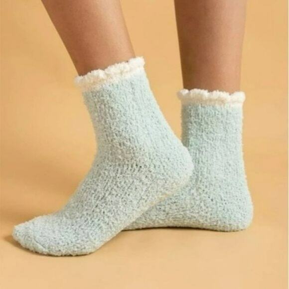 Fuzzy Lace Trim Socks - Picture 1 of 4